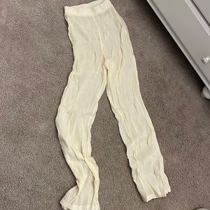 light yellow flowy flare beach pants